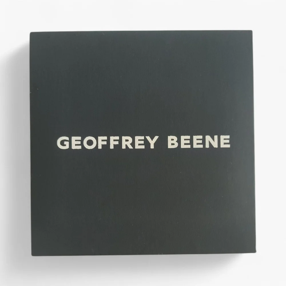 Geoffrey Beene Gunmetal Gray Stainless Steel Blue Sapphire Collection Watch